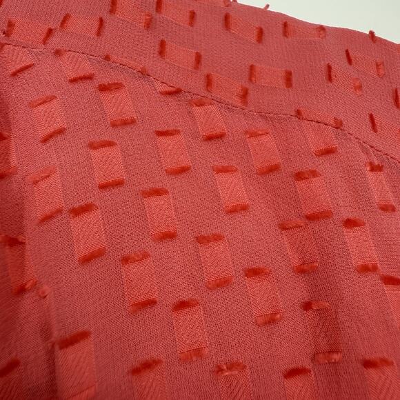 J Crew Women Plus size 16 Silk Coral Dotted Chiffon V Neck Popover Blouse E7788 - Picture 5 of 10